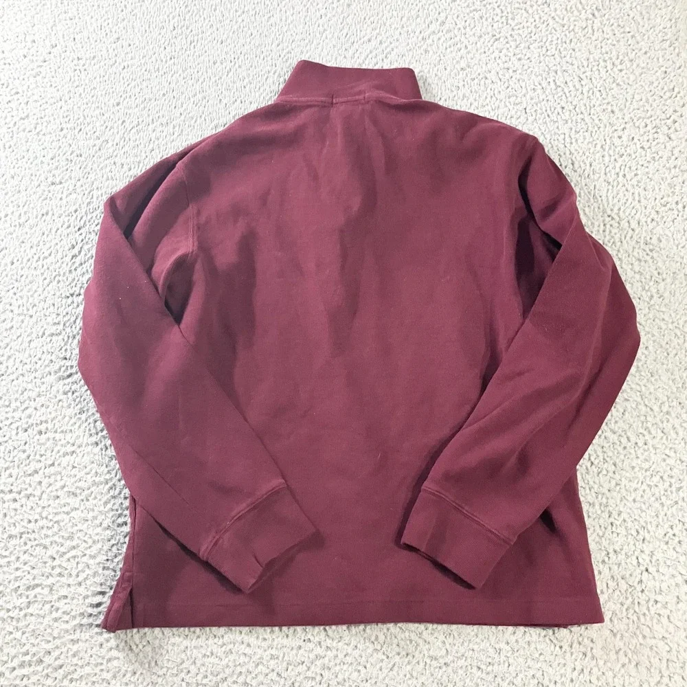 Polo Ralph Lauren Sweater Mens Large Red Estate‎ Rib 1/4 Zip Mock Neck Cotton